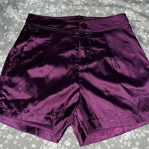 High waisted satin shorts